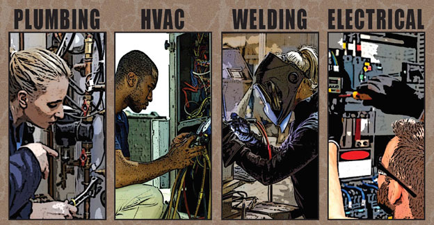 Plumbing, HVAC, Welding, Electrical